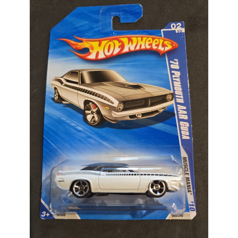 2010 Hot Wheels #80 Muscle Mania 2/10 '70 PLYMOUTH AAR CUDA White Variant R7505